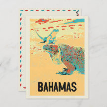 Bahamas Carribean, Caribe típico Iguana Postca