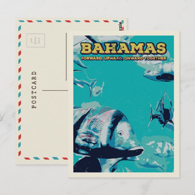 Cartão Postal Bahamas Carribean, maravilhas do mundo submarino (Frente/Verso)
