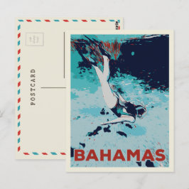 Cartão Postal Bahamas Carribean, scuba mergulhando Cartão-postal
