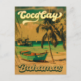 Cartão Postal Bahamas das ilhas Coco Cay Vintage Souvenirs 80s