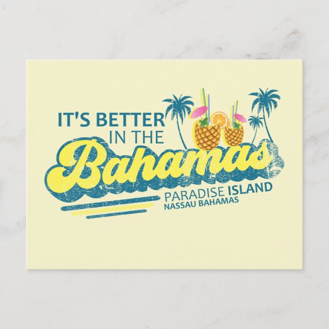 Cartão Postal Bahamas das Ilhas Paraíso — Pós-Cartaz de Vaga Cru (Frente)