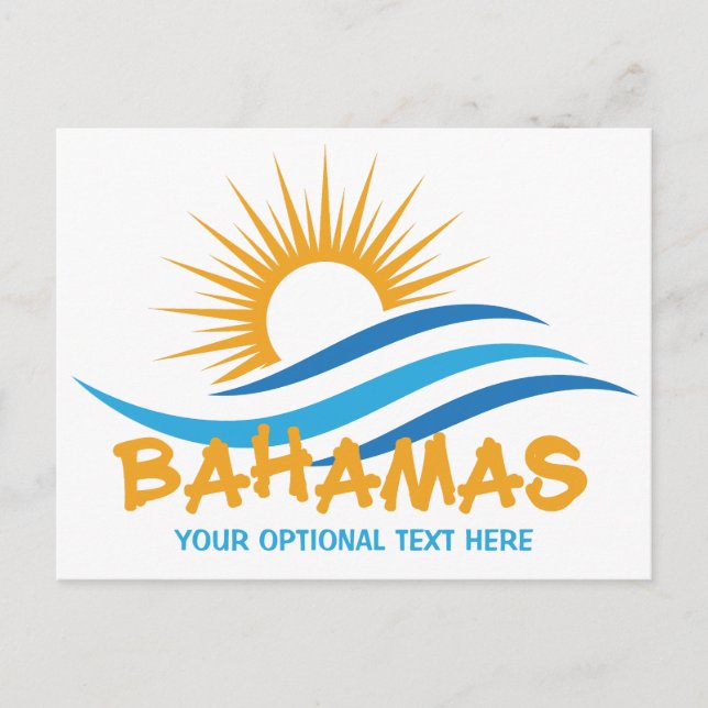 Cartão Postal Bahamas de texto personalizado (Frente)