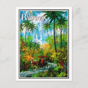 Cartão Postal Bahamas, passeio pela selva, vintage, viagem