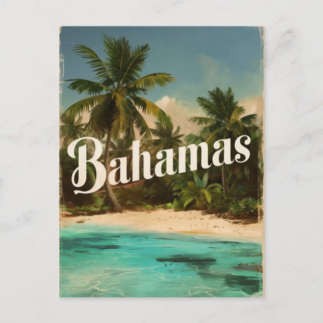 Cartão Postal Bahamas viagens vintage (Frente)