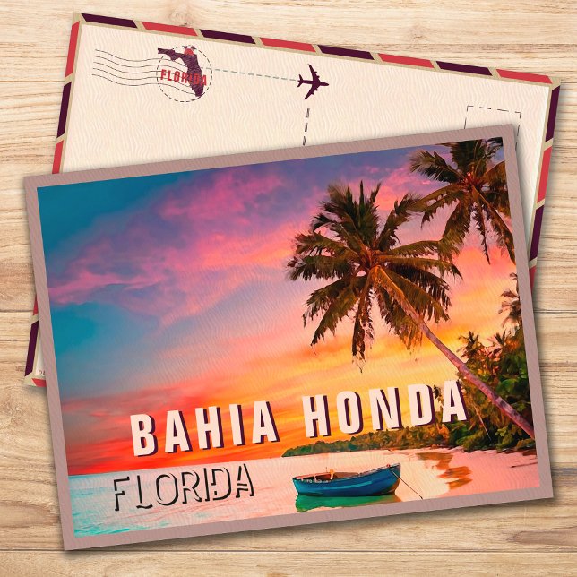 Cartão Postal Bahia Honda Key Florida Palm Tree 1950 (Criador carregado)