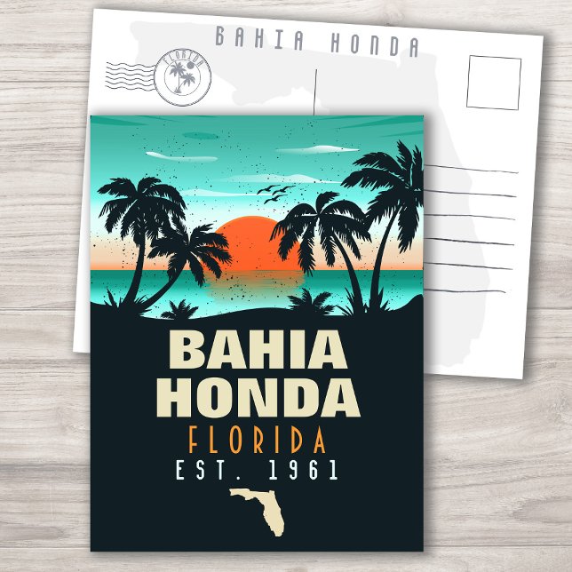 Cartão Postal Bahia Honda Key Florida Retro Sunset Souvenirs (Criador carregado)
