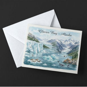 Cartão Postal Baía das Geleiras Parque Nacional do Alasca Aquare