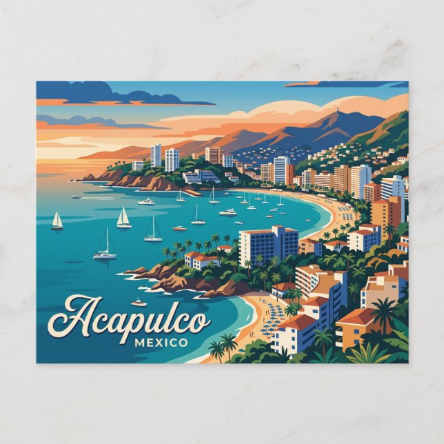 Cartão Postal Baía de Acapulco México (Frente)