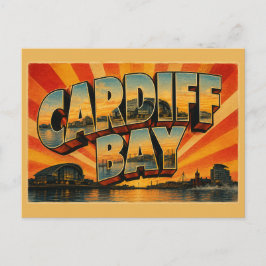 Cartão Postal Baía de Cardiff, País de Gales, Arte de Viagem Vin