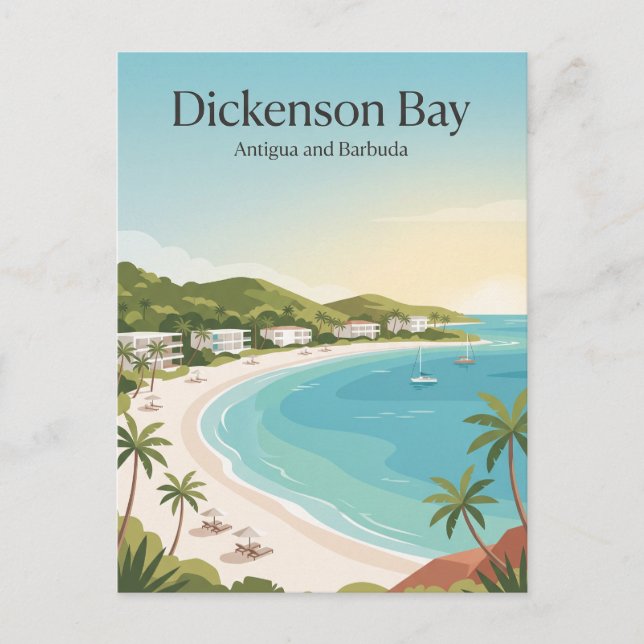 Cartão Postal Baía de Dickenson Antígua e Barbuda (Frente)