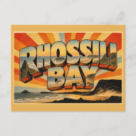 Cartão Postal Baía de Rhossili País de Gales Arte de Viagem Vint