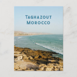Cartão Postal Baía de Taghazout e surfistas, foto de viagem no M
