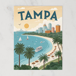 Cartão Postal Baía de Tampa: Ilustração Tropical Costeira