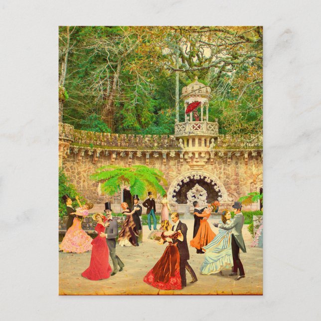 Cartão Postal Bailando vals en la Quinta da Regaleira (Portugal) (Frente)