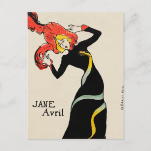 Cartão Postal Bailarina Art Nouveau Jane Avril por Toulouse Laut