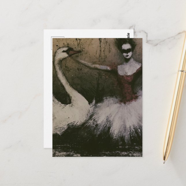 Cartão Postal Bailarina e Cisne  (Frente/Verso In Situ)
