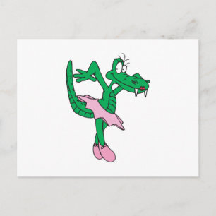 Cartão Postal bailarina jacaré engraçada