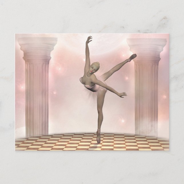 Cartão Postal bailarina rosa (Frente)