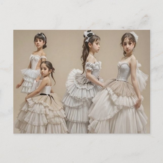 Cartão Postal Bailarinas con trajes románticos (Frente)
