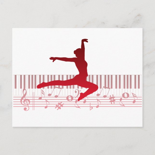 Cartão Postal Bailarino de ballet em um teclado       (Frente)