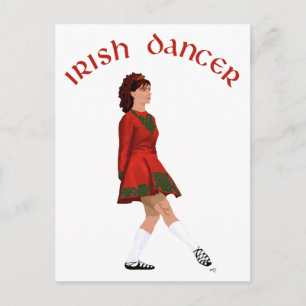 Cartão Postal Bailarino Irlandês de Sapato Macio de Vermelho