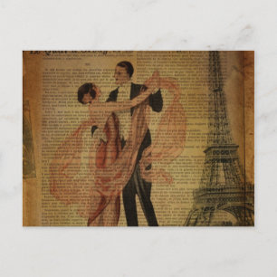 Cartão Postal bailarinos de Waltz romântico de Paris