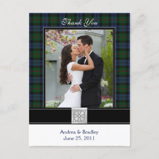 Cartão Postal Baird Tartan Wedding Obrigado Cartão-postal