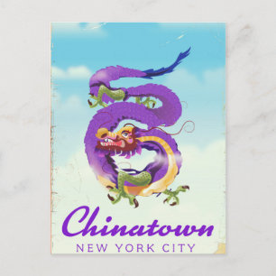 Cartão Postal Bairro chinês cartaz antigo cidade de Nova York