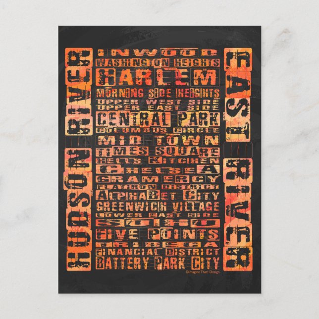 Cartão Postal Bairros de Nova Iorque Laranja (Frente)