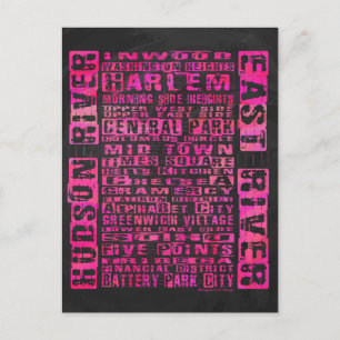 Cartão Postal Bairros de NYC Rosa Quente