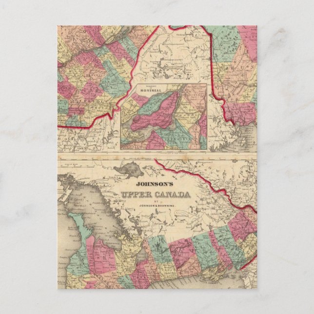 Cartão Postal Baixa do Canadá e Nova Brunswick Upper Canadá (Frente)