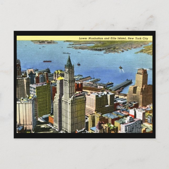 Cartão Postal Baixa Manhattan, Nova Iorque Vintage (Frente)