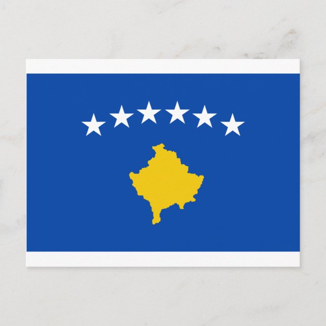 Cartão Postal Baixo custo! Bandeira do Kosovo (Frente)