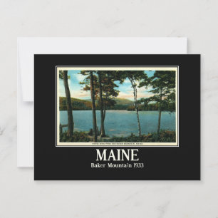 Cartão Postal Baker Mountain Maine, 1933 Vintage Inspirada