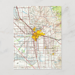 Cartão Postal Bakersfield California Vintage Map