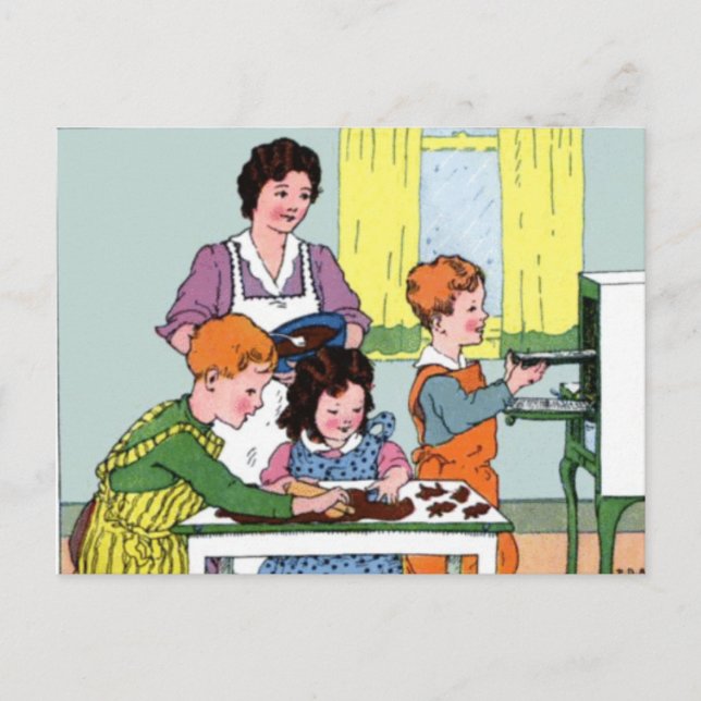 Cartão Postal Baking de dia de as mães com a mãe (Frente)