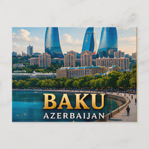 Cartão Postal Baku Azerbaijão Mar Cáspio Capital 🌊