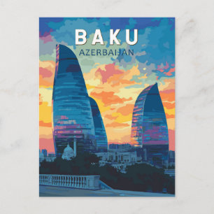 Cartão Postal Baku Azerbaijão Viagem Art Vintage