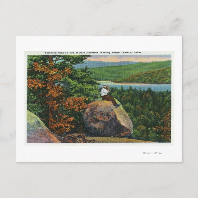 Cartão Postal Balanced Rock View da Cadeia dos Lagos Fulton (Frente)