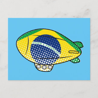 Cartão Postal Balão Blimon com Bandeira Brasileira Personalizado