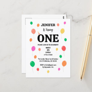 Cartão Postal balão colorido de aniversário alegre