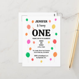 Cartão Postal balão de aniversário colorido alegre