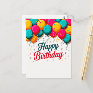Cartão Postal Balão de Aniversário Feliz