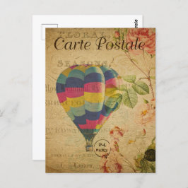 Cartão Postal Balão de Ar Quente Colorido Retroativo