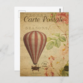 Cartão Postal Balão de Ar Quente com Banho-a-Rosa