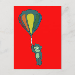 Cartão Postal balão de ar quente de macaco tinta
