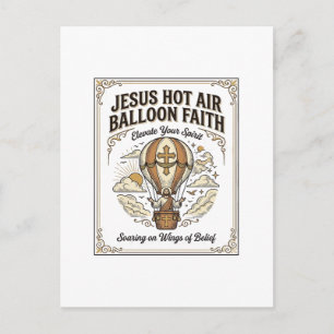 Cartão Postal Balão de Ar Quente Jesus Fé Balão de Ar Quente Jes