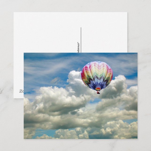 Cartão postal - Balão de ar quente nas nuvens (Frente/Verso)