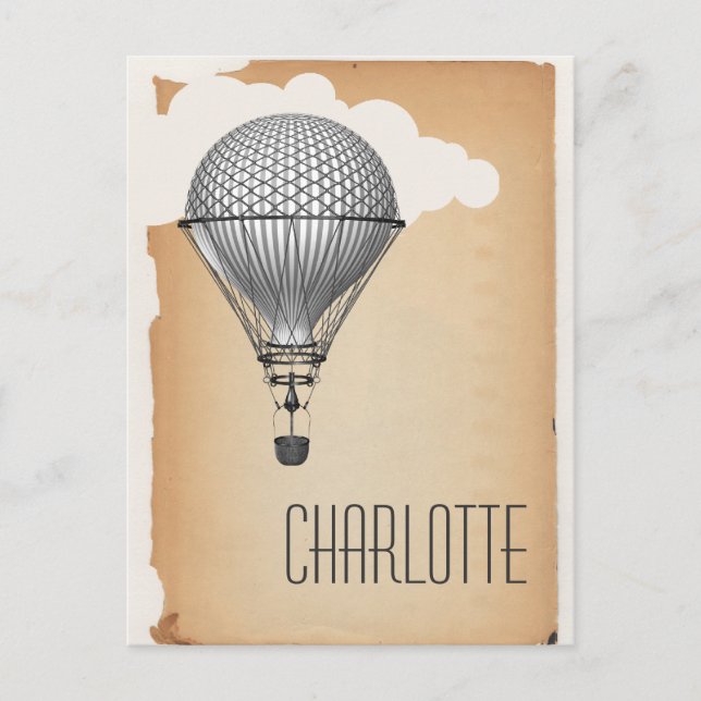 Cartão Postal Balão de Ar Quente Steampunk (Frente)