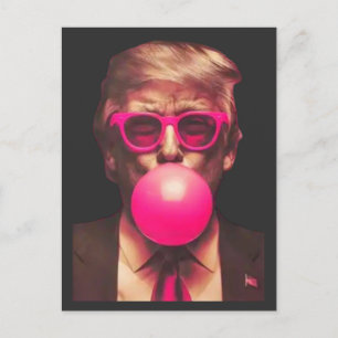 Cartão Postal Balão de Goma Trump Cor-de-Rosa Engraçado e Legal